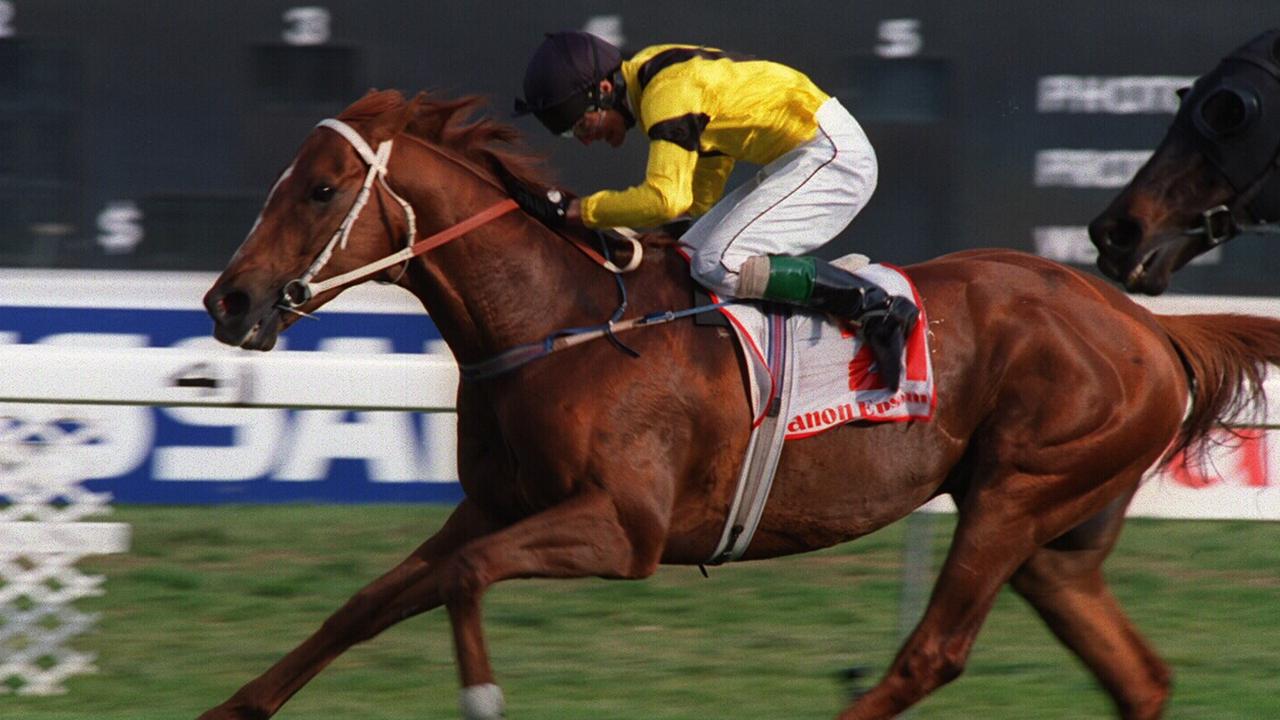 Racehorse Navy Seal ridden by Darren Beadman winning Epsom Hcp. today. 1 October 1994.                                          
  Sport / Turf