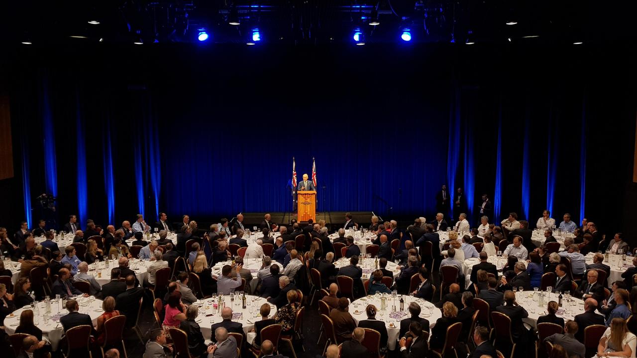 Prime Minister Malcolm Turnbull address crowd in the Armitage Centre in 2018. Picture: The Empire Theatres