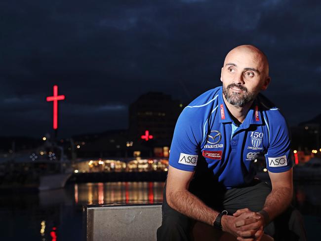 North Melbourne care-taker coach Rhyce Shaw in Hobart for his first match coaching in Tasmania. Picture: LUKE BOWDEN