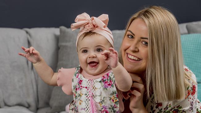 Jade Alderson's daughter, Halle Vella, 7 months, is the 2020 winner of the Gold Coast’s Cutest Baby Competition. Picture: Jerad Williams