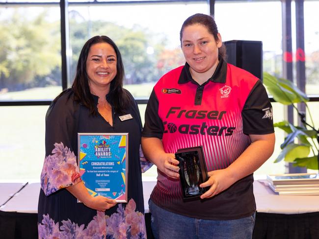 Ted Weber Individual Achievement Award winner and Hall of Fame inductee Emerald Wilmshurst at the Fraser Coast Ability Awards.