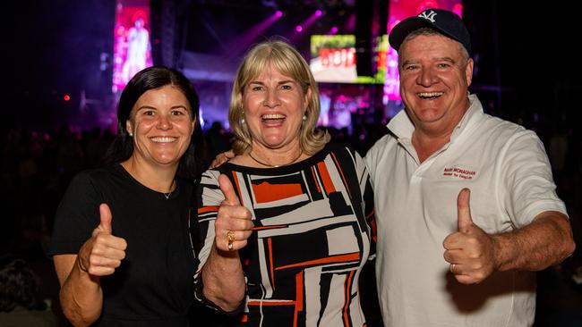 Former Nightcliff MLA Natasha Fyles, Former Chief Minister Eva Lawler and former Education Minister Mark Monaghan at 2024 Territory Day at Mindil Beach, Darwin. Picture: Pema Tamang Pakhrin