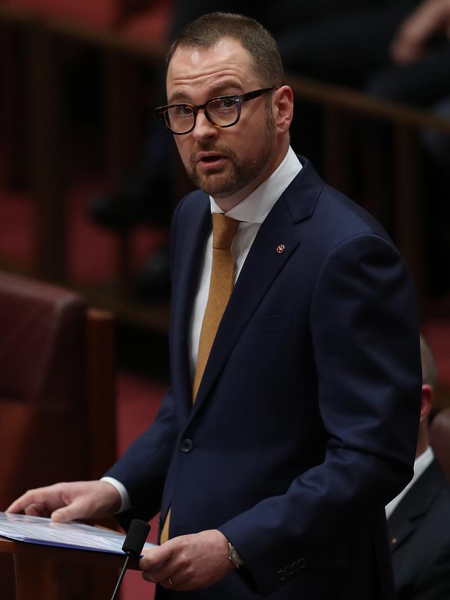 Senator Bragg delivering his maiden speech. Picture: Kym Smith