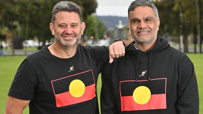 15/10/23. Aboriginal Affairs Minister Kyam Maher and Commissioner for first nations Voice Dale Agius regarding the referendum result at Victoria Square. Picture: Keryn Stevens