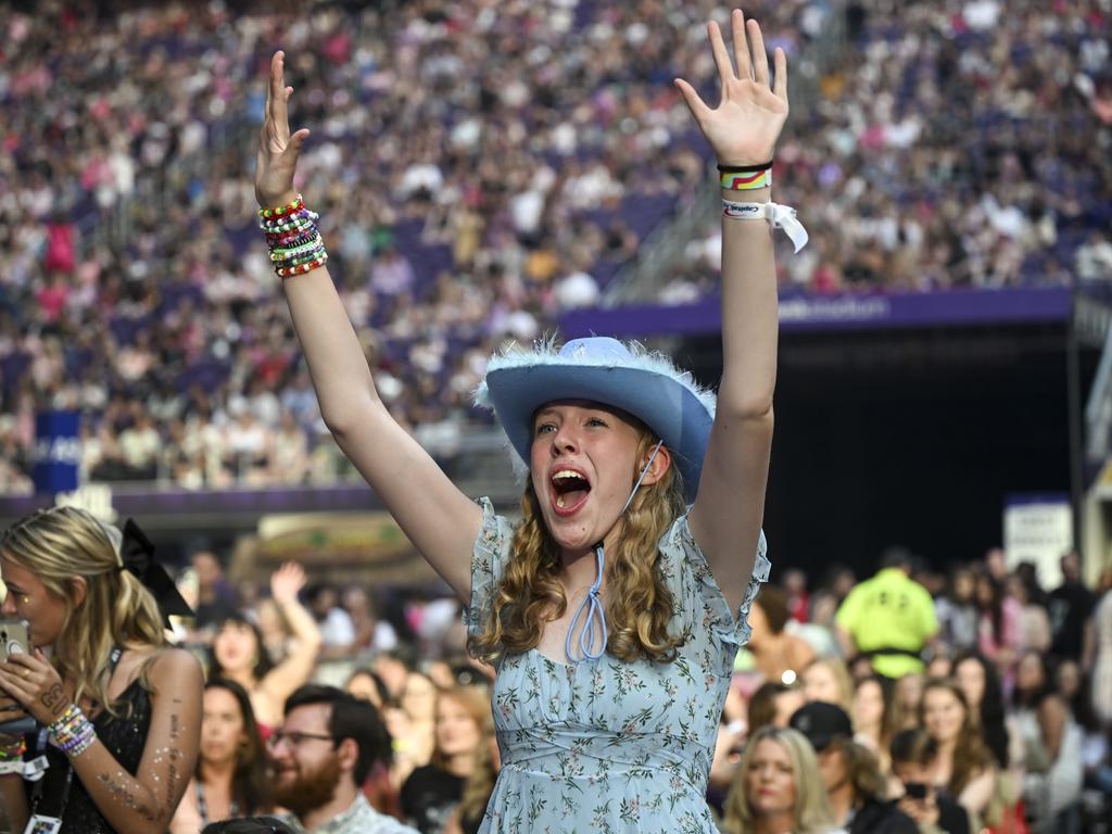 A fan cheers during the Girl in Red opening act in Minneapolis. Picture: Aaron Lavinsky/Star Tribune via Getty Images