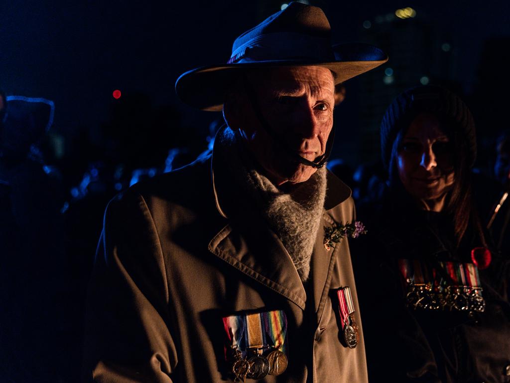 Veteran John Murphy at the Shrine of Remembrance. Picture: Diego Fedele