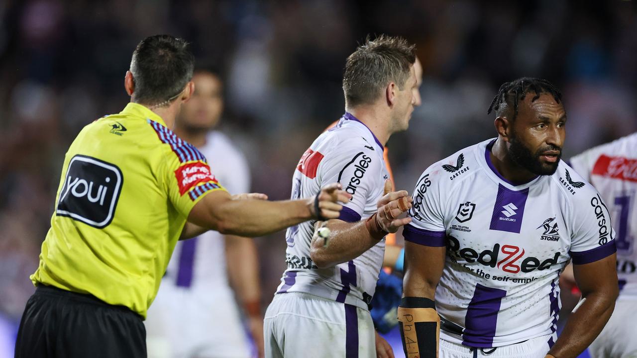 Justin Olam of the Storm is sent to the sin bin. (Photo by Cameron Spencer/Getty Images)