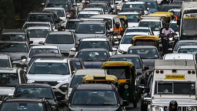 Bumper to bumper traffic in New Delhi. Picture: AFP.