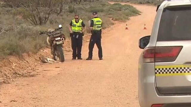 A motorcyclist has died after crashing into a kangaroo in remote South Australia. Picture: 7 News