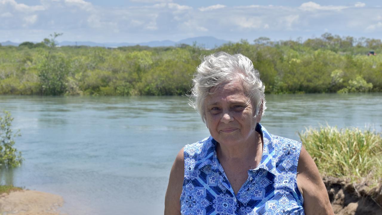 East Mackay resident Diane Vella shows off the erosion around Shellgrit Creek. Picture: Matthew Forrest