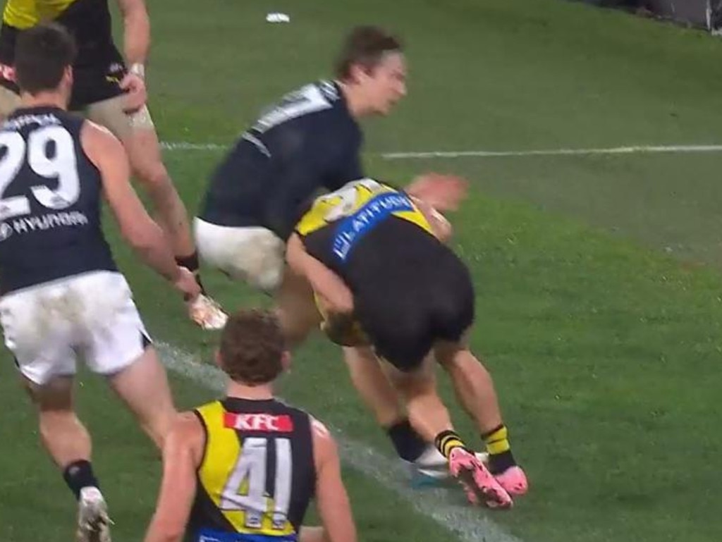 Jordan Boyd was suspended for bumping Mansell at MCG. Picture: Kayo