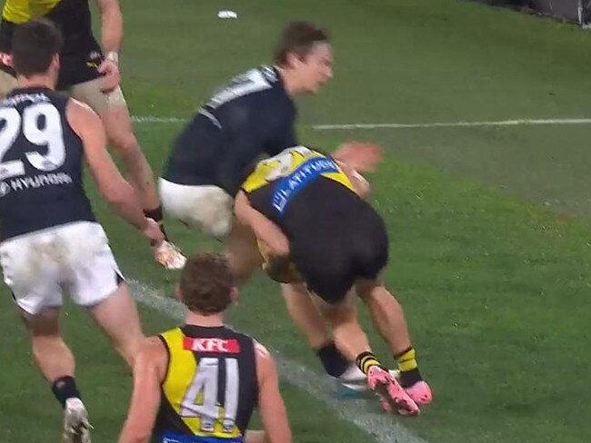 Jordan Boyd was suspended for bumping Mansell at MCG. Picture: Kayo