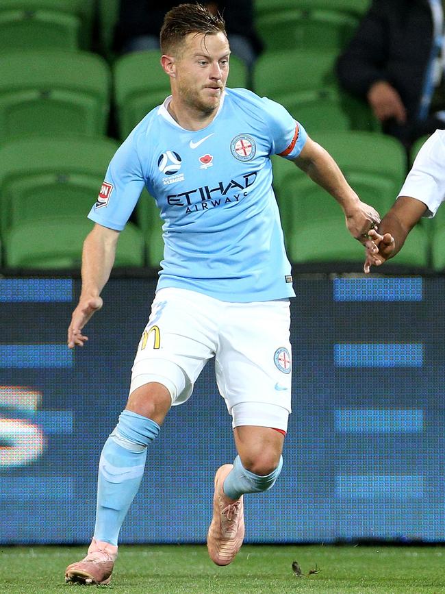 Scott Jamieson in action for Melbourne City against Wellington Phoenix.