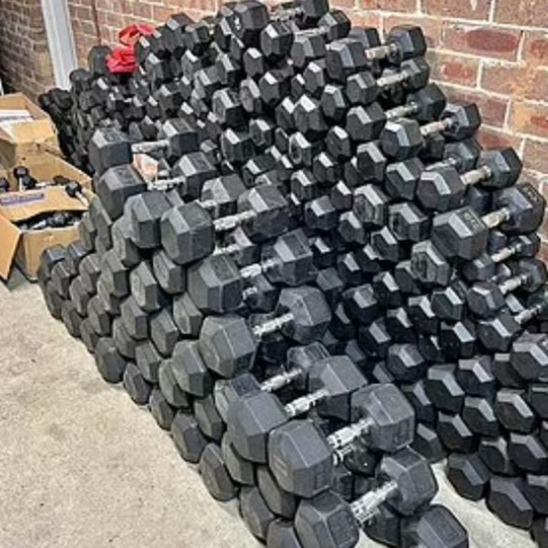 This stack of dumbbells was put up for sale for just $3 a kilo.