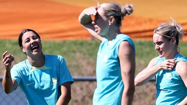 Kerr with teammates at training. Picture: AFP