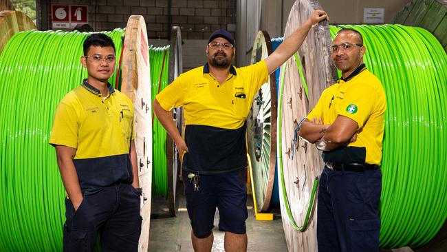 Left to right: Renan Sapiendante, Cliffe Raela and Erik Kaati at Prysmian cable factory, Cromer. Picture: Monique Harmer.