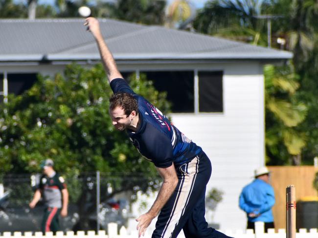 Mitchell Wadsworth bowling for Brothers Cricket Club against Norths Cricket Club in the Mackay Cricket Association, January 15, 2022