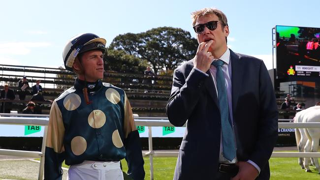 Trainer Bjorn Baker (right) has two The Coast chances. Picture: Jeremy Ng/Getty Images