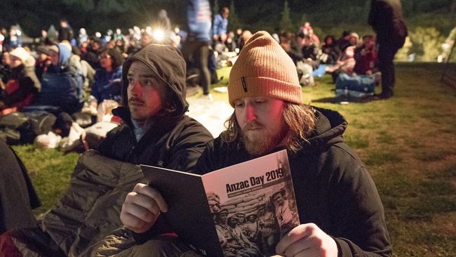 Some of those paying their respects at the dawn service at Anzac Cove on the Gallipoli Peninsula. Picture: Ella Pellegrini