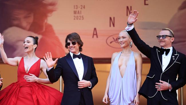 Hayley Atwell with Cruise, Klementieff and Simon Pegg. Picture: Valery Hache/AFP