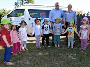 ON BOARD: Keith Pitt and Kieran  Molkentin with Bethany, Alani, Elliot, Huntah-Lea, Huxley, Arthur, Natalie and Mayah. Picture: Mike Knott BUN090819LEAD1