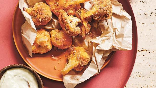 Fried cauliflower with blue cheese dip recipe.