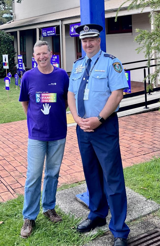 Ballina Rotarian Dave Harmon and Richmond Police District Superintendent Scott Tanner teaming up to tackle domestic violence in 2023