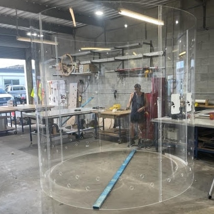 Fletch and Hindy will be in this perspex cylinder in the beer garden at the Caxton Hotel in Brisbane for Magic Round next weekend. Picture: Supplied