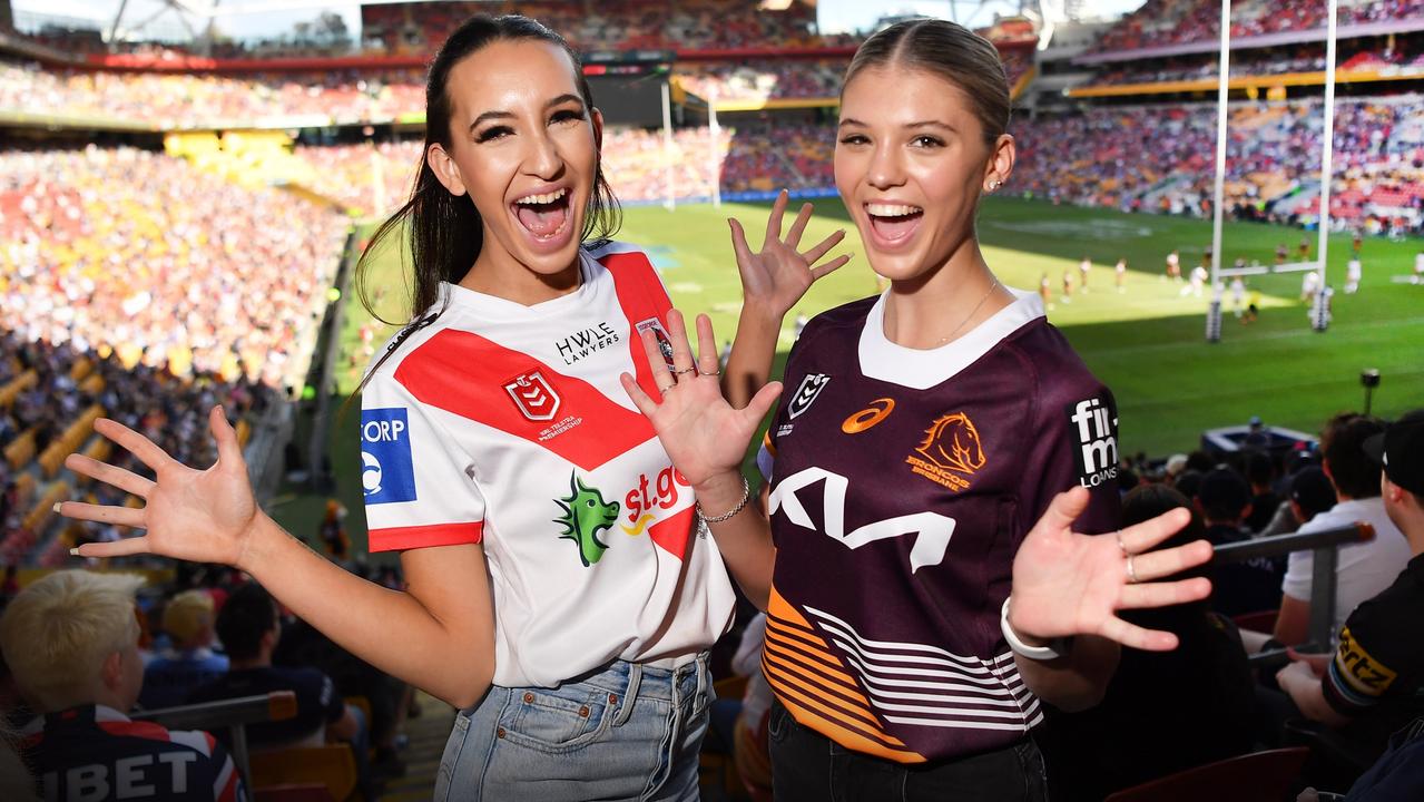 Caitlyn Daunt and Taylah Bowden at Magic Round. Picture: Patrick Woods