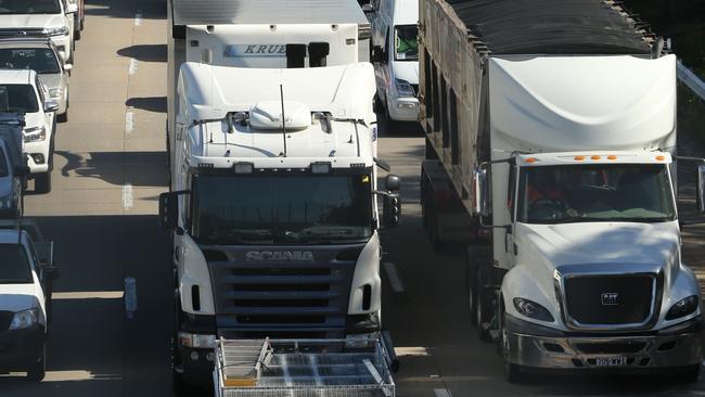 Traffic congestion about 8am on the M1. Picture Glenn Hampson