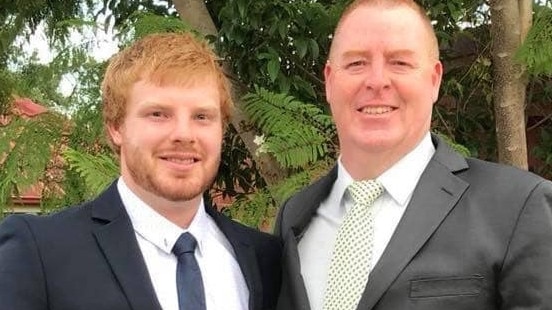 Jaydon Beveridge (left), who was previously convicted of grooming minors online, with his father, former NBL coach Rob Beveridge. Picture: Facebook