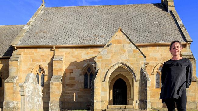 Elizabeth Turvey at the St John Baptist Church at Buckland in southeast Tasmania.