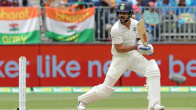 Virat Kohli in action on day two. Picture: AAP