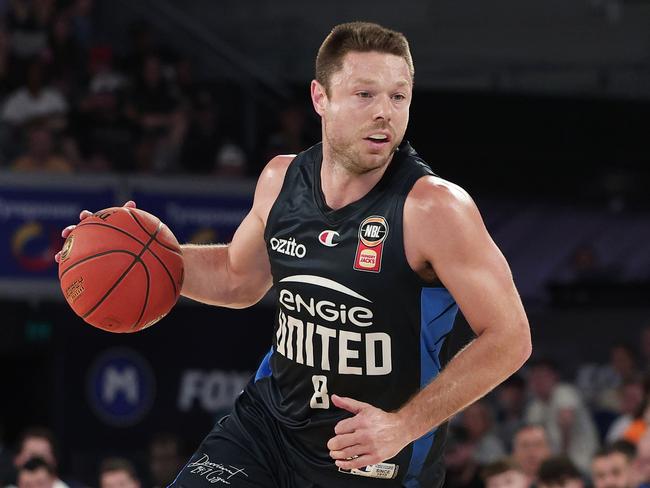 MELBOURNE, AUSTRALIA - OCTOBER 13: Matthew Dellavedova of United dribbles down court during the round four NBL match between Melbourne United and Adelaide 36ers at John Cain Arena, on October 13, 2024, in Melbourne, Australia. (Photo by Daniel Pockett/Getty Images)