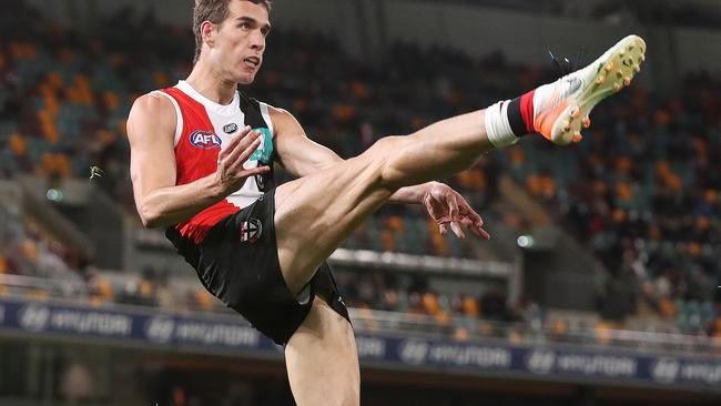 AFL Round 11. St Kilda vs Geelong at the Gabba, Brisbane.  10/08/2020.  Max King of the Saints   . Pic: Michael Klein