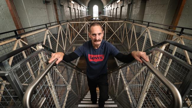 Andrew Kirby revisits his old cell in the notorious H Division for the first time after leaving Pentridge Prison. Picture: David Caird