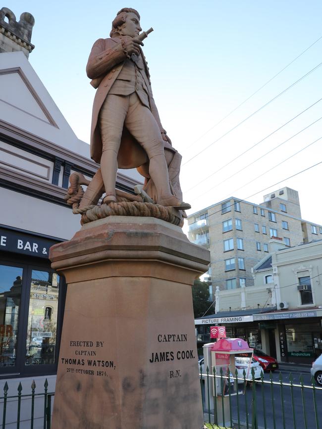 The statue of Captain Cook in Randwick. Picture: Rohan Kelly.