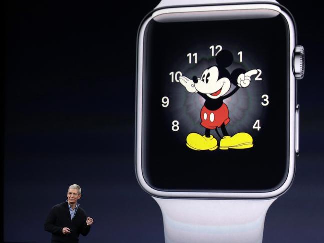 Apple CEO Tim Cook talks about the new Apple Watch during an Apple event on Monday, March 9, 2015, in San Francisco. (AP Photo/Eric Risberg)