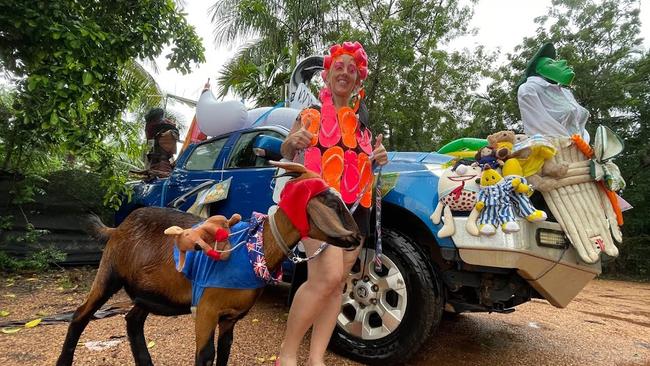 Alanna Opperman dressed as Priscilla queen of the desert took out best themed ute. Picture: Floss Adams