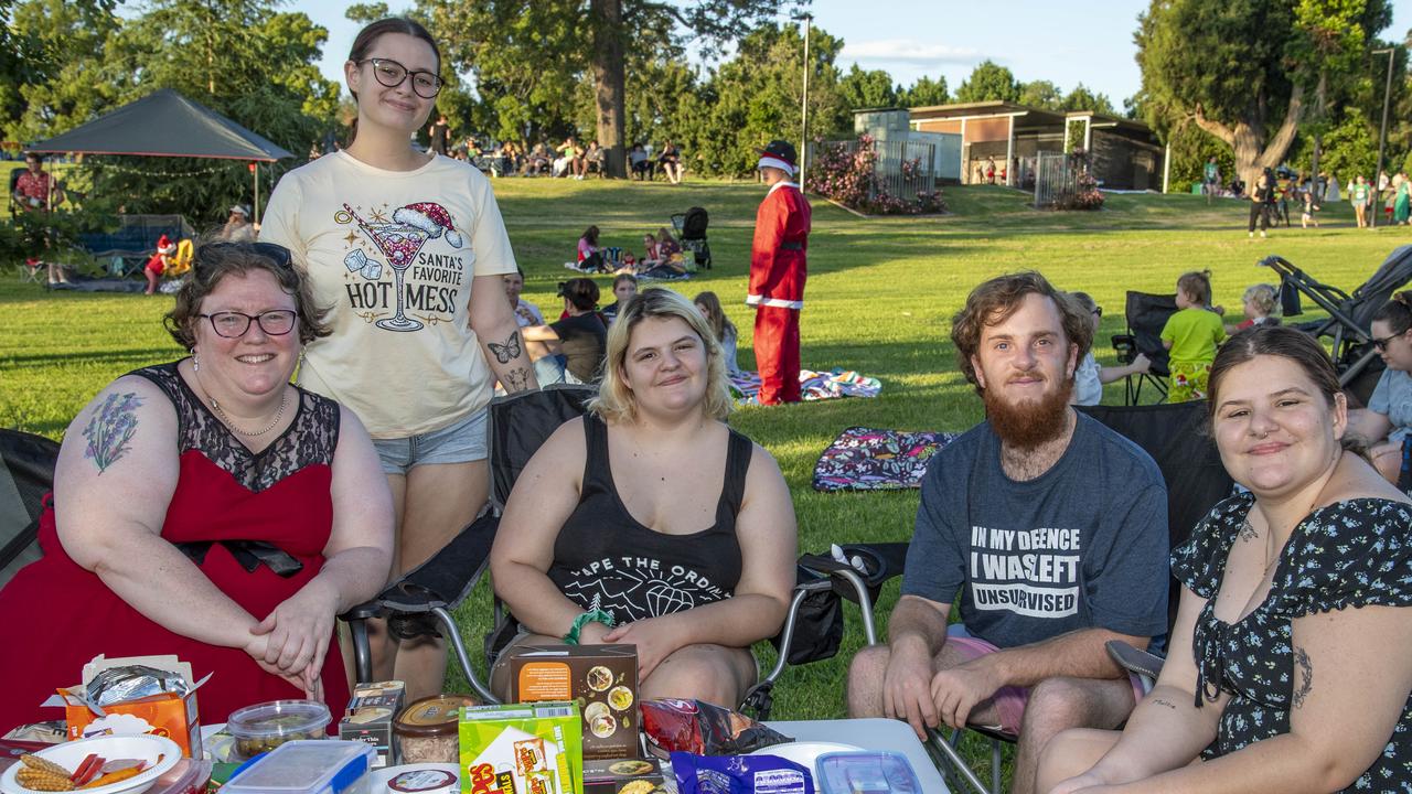 (From left) Beth Webb, Mackenzy Hill, Summer Sutton, Hayden Palmer and Skye Sutton. Triple M Mayoral Carols by Candlelight. Sunday 8th December, 2024. Picture: Nev Madsen