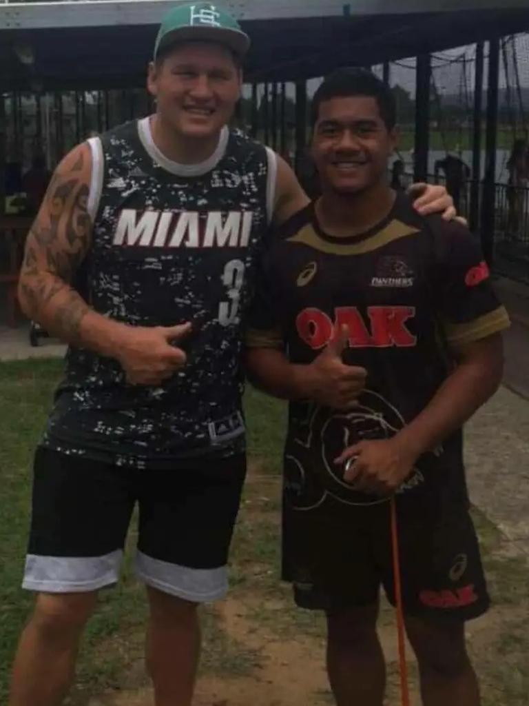 Tongotongo with former Kiwis front-rower Greg Eastwood. Picture: Supplied