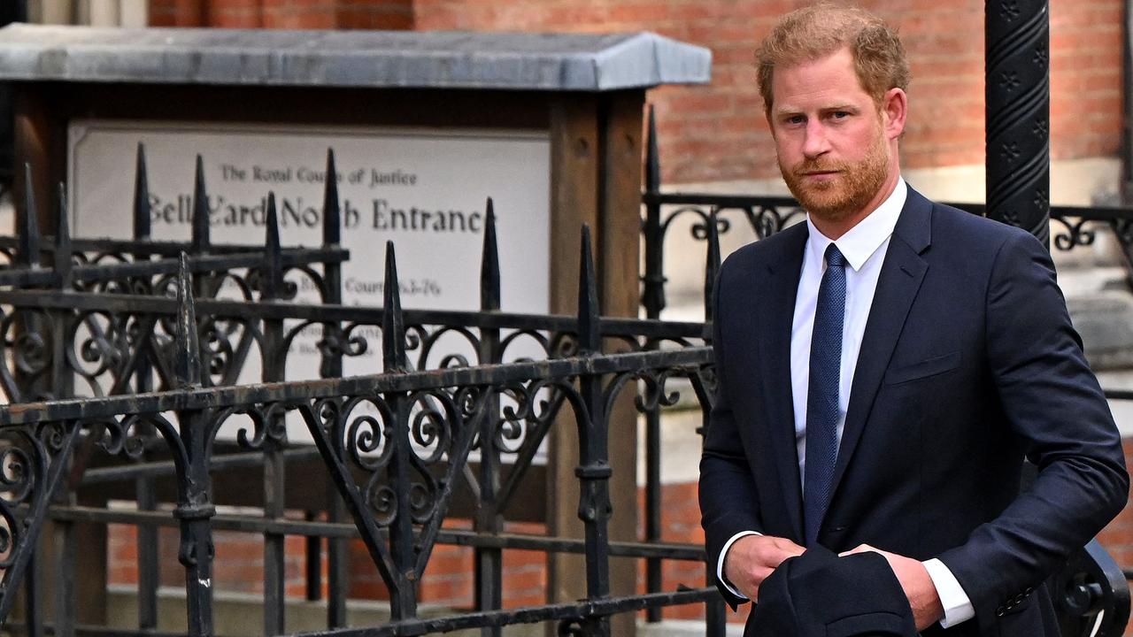 Prince Harry leaves from the Royal Courts of Justice, Britain's High Court, in March. Lawyers for the Duke of Sussex in December began a legal challenge over his security arrangements in the UK. Picture: Justin Tallis/AFP