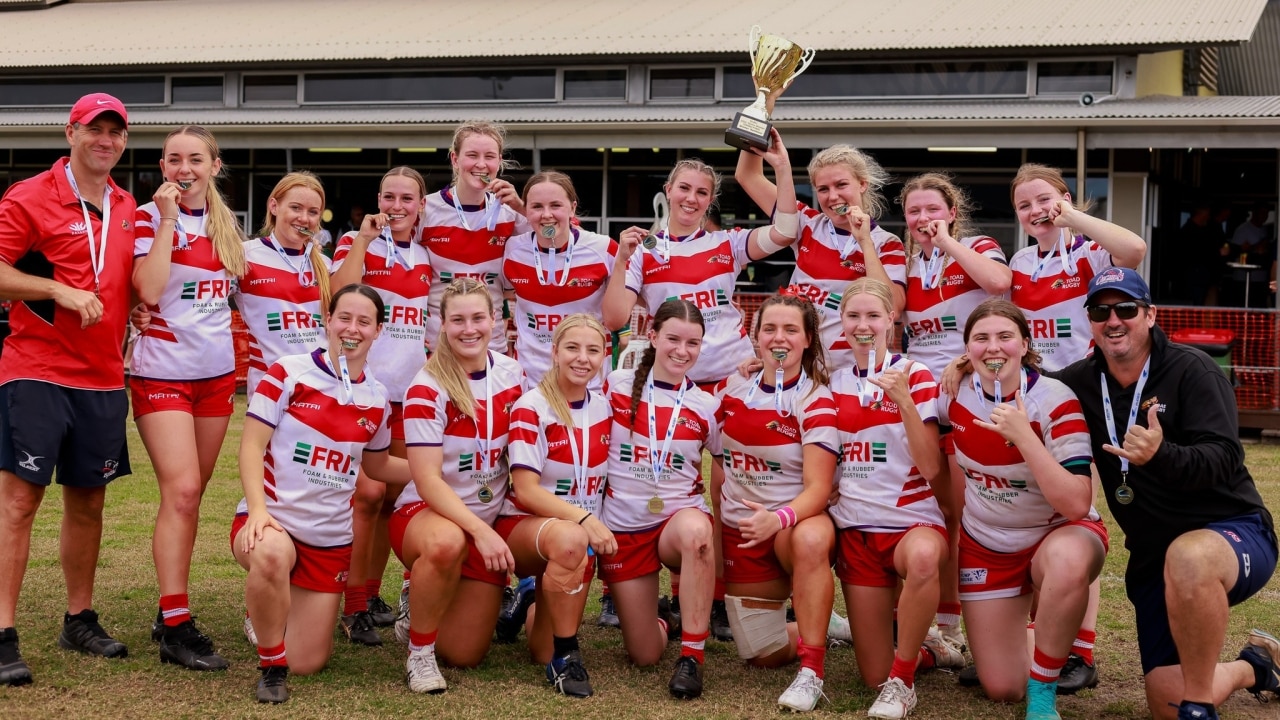 Nambour Toads women's team celebrate their 2022 grand final victory. Picture: Rachel Wright Images