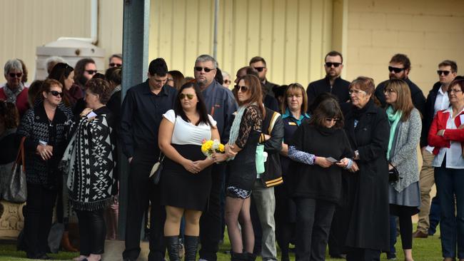 Mourners at the funeral for Kirsty Boden in Loxton. Ms Boden was killed during the London terror attacks on June 3. Picture: AAP/Brenton Edwards