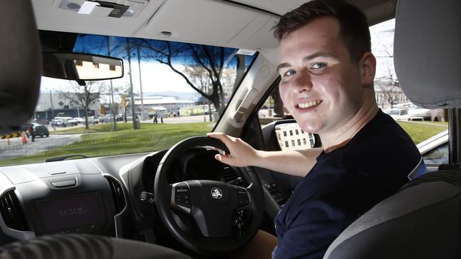 Dan Feeger, of Blackmans Bay, plans to use his new Holden Colorado to provide an Uber service. Picture: KIM EISZELE