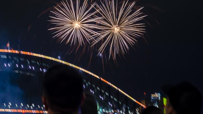 The 9pm fireworks show at Sydney Opera House. Picture: NCA NewsWire / Monique Harmer