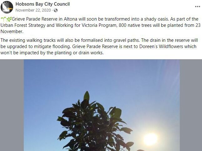 The council promoted a “shady oasis” on its Facebook page.