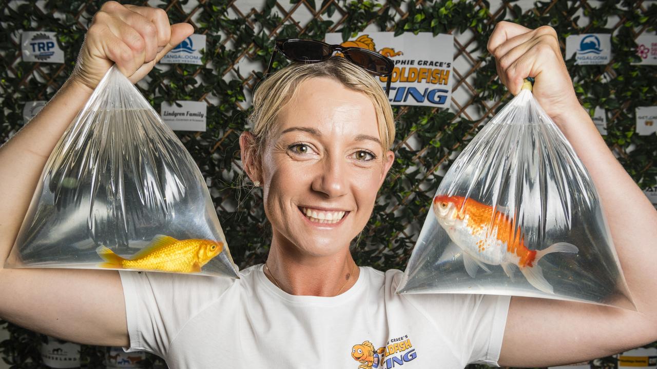 Tammy Patch gets ready for her family's Australia Day goldfish race and auction raising funds for the Children's Hospital Foundation in memory of daughter, Sophie Grace, Tuesday, January 23, 2024. Picture: Kevin Farmer