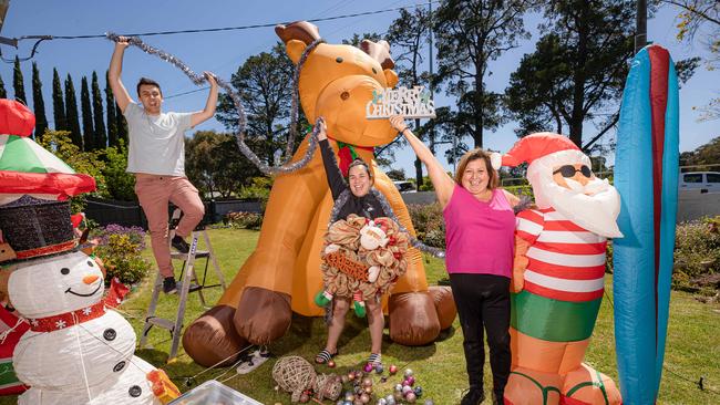 Chandlar, Edna and Tanya hope others in the Boulevard decorate their homes too. Picture: Jason Edwards