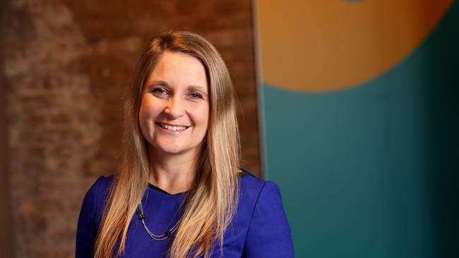 Optus CEO Kelly Bayer-Rosmarin at the Optus store on George Street in the Sydney CBD. Picture: Damian Shaw/NCA NewsWire